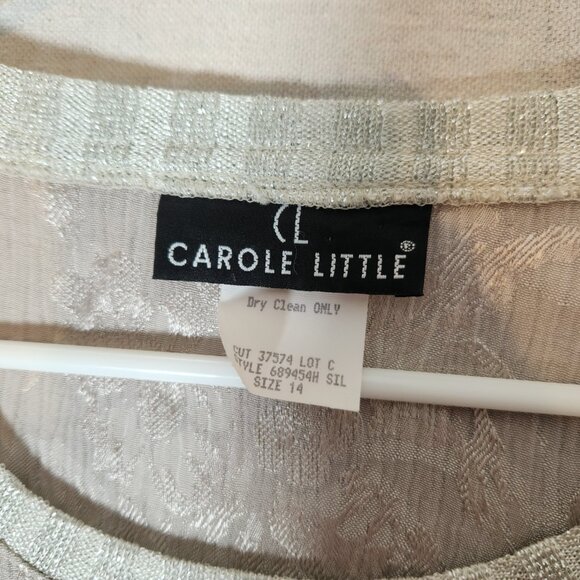 Carole Little Button Blouse Womens Size 14 Long Sleeve Floral Shiny Textured USA - Picture 3 of 14